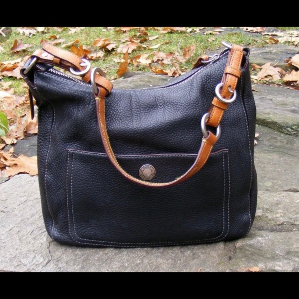 Coach Black Pebbled Leather Hobo Bag